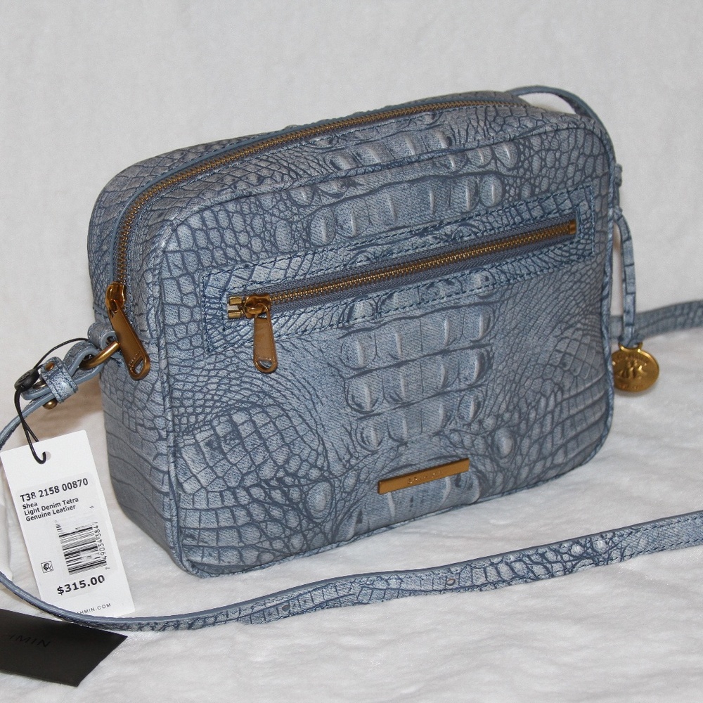 SOLD! Brahmin Shea Crossbody Bag Light Denim Tetra Leather Purse NWT - Picture 2 of 6